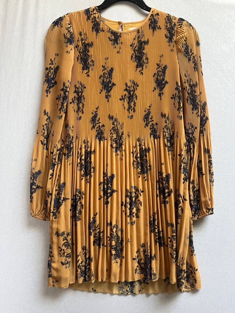 Wilfred Daydreamer Floral Long-Sleeve Pleated Mini Dress Sz 2XS